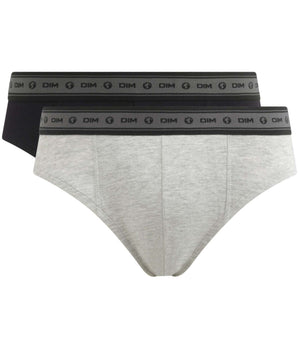 Pack de 2 slips de hombre de algodón orgánico certificado Negro y Gris Perla Dim Good