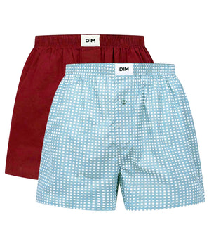 2er-Pack Boxershorts Herren Rot Grün Bio-Baumwolle Vichy-Muster Dim Good