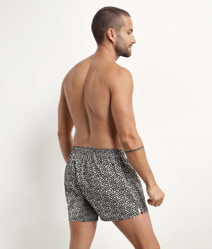 Men's cotton boxers with flower patterns in black Dim Collection