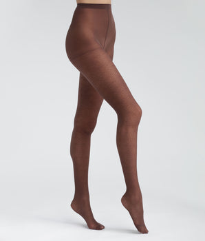 Braune semi-transparente Strumpfhose mit Leopardenmuster - DIM Style