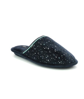 Dunkelblaue Damenslipper mit Nachthimmel-Druck