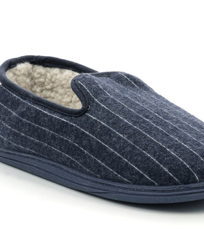 Men's navy blue striped slippers