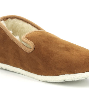 Pantuflas camel y blanco roto para hombre