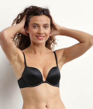 Black microfibre underwired push-up bra Dim Beyond Sexy