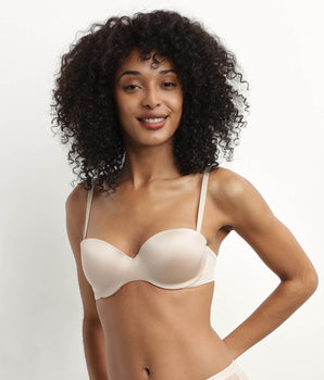 Dim nude microfiber bandeau bra with removable straps