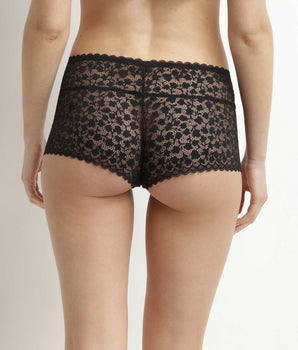 Shorty pour femme en dentelle florale Noire Daisy Lace