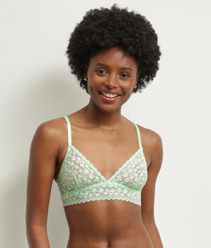 Sujetador triangular de encaje floral verde Daisy Lace