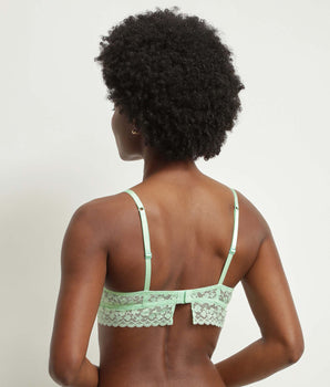 Sujetador triangular de encaje floral verde Daisy Lace