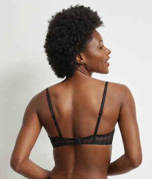 Damen-Bralette aus transparentem Tüll in Schwarz und gepunktetem Lurex Dim Shiny Mesh