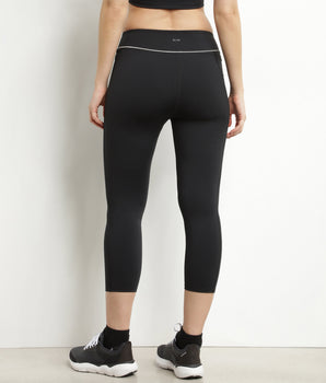 Legging deportivo corto de mujer en microfibra negro Dim Move