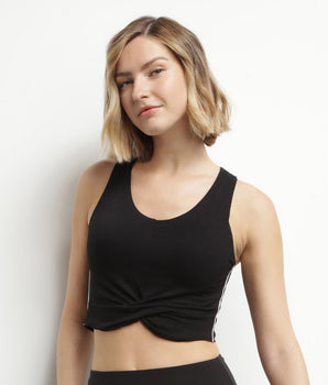 Crop top de mujer en viscosa negra con bralette Dim Move