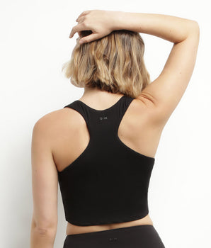 Women's sports tank top in black viscose with bra Dim Move