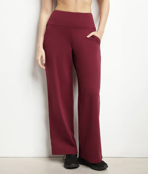 Pantalon de sport femme large en jersey stretch Bordeaux Dim Move