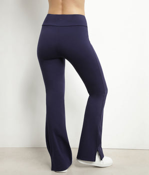 Pantalón deportivo acampanado para mujer en punto elástico azul Dim Move