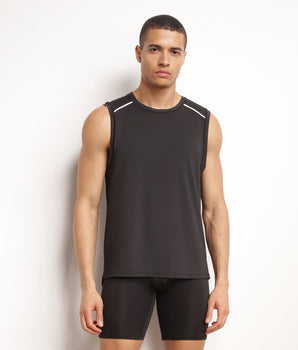 Camiseta deportiva sin mangas para hombre en tejido vaporoso negro Dim Move