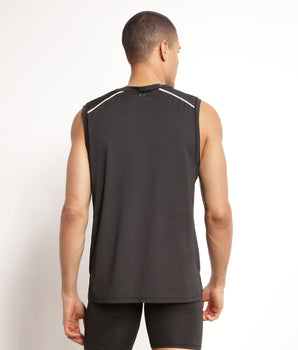 Camiseta deportiva sin mangas para hombre en tejido vaporoso negro Dim Move