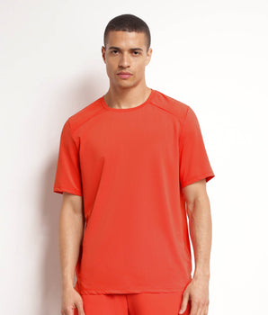 Camiseta deportiva de hombre en tejido técnico rojo intenso Dim Move