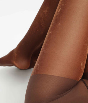 Women's semi-opaque tights in shiny lurex Copper Brown Dim Style