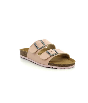 Paire de mules rose clair pour femme en cuir et liège