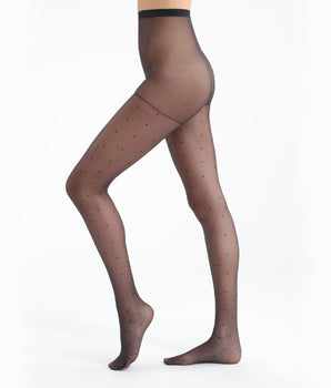 Schwarze Strumpfhose mit Punktmuster 15D - Madame So Chic