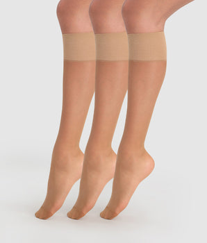 Pack of 3 Transparent Beauty Resist 20D Cinnamon Knee-Highs