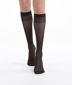 Pack of 4 semi-opaque black EcoDIM knee-highs 28D