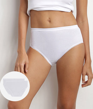 Pack of 2 pairs of Pur Coton high rise bikini knickers in white