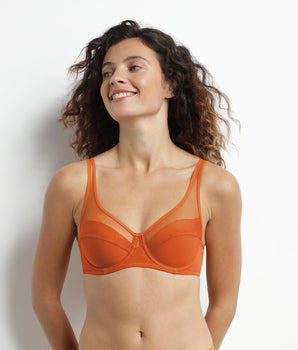 Soutien-gorge emboîtant en microfibre et tulle Mandarine Dim Generous