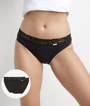 Pack de 2 bragas negras Coton Plus Féminine de talle medio