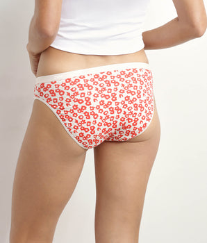 Pack de 5 braguitas de mujer de algodón elástico floral Rojo Les Pockets