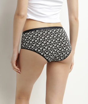 Lot de 3 boxers femme coton stretch à fleurs Blanc Noir Les Pockets