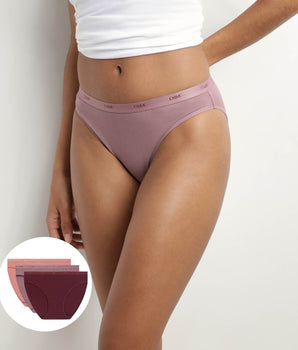 Pack of 3 stretch knickers in Ruby Violet Nude Les Pockets Ecodim