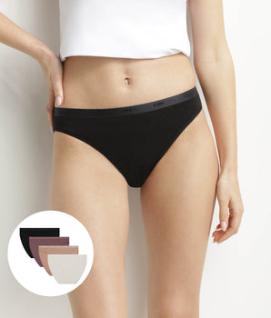 Pack of 4 stretch cotton knickers Black Violet Nude Les Pockets EcoDim