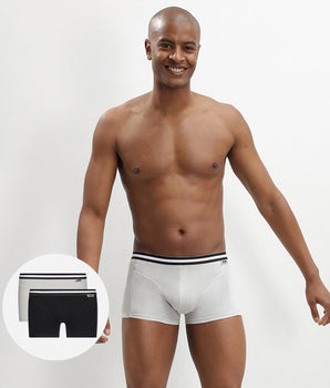 2er-Pack Boxershorts aus Stretch-Baumwolle grau/schwarz - EcoDIM