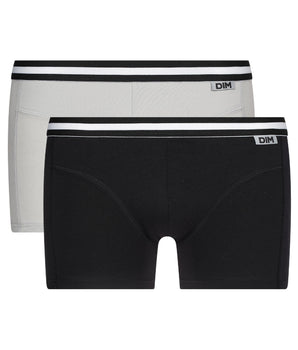 2er-Pack Boxershorts aus Stretch-Baumwolle grau/schwarz - EcoDIM