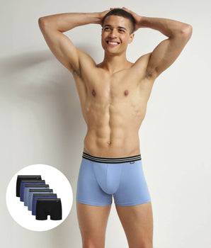 Pack of 6 boxers cotton stretch men's Black and Blue EcoDim