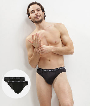 Lot de 2 slips Noir pour Homme Coton Stretch