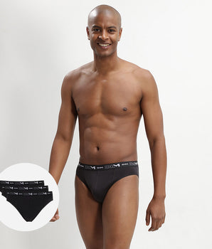 Pack de 3 slips negros para hombre de algodón elástico