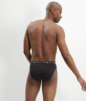 Pack de 3 slips negros para hombre de algodón elástico