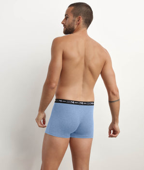 Pack de 2 bóxers de hombre con cinturilla contrastada Negro y Azul Dim Coton Stretch