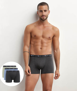 Pack de 3 bóxers de hombre Pistacho, Azul y Negro Coton Stretch de Dim