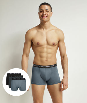 3er-Pack Boxershorts aus Stretch-Baumwolle grau/steingrau/schwarz