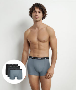 3er-Pack Boxershorts aus Stretch-Baumwolle grau/steingrau/schwarz