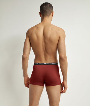 Pack de 3 bóxers de hombre en rojo, rosa y terracota Dim Coton Stretch