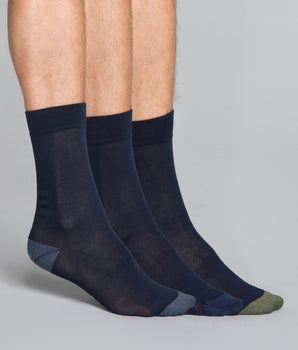 3er-Pack Mix and Match Herrensocken in Marineblau - Cotton Style