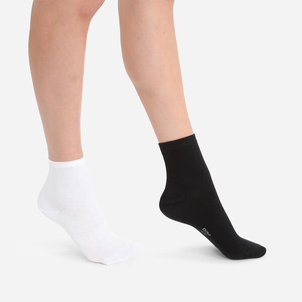 Lote de 2 pares de calcetines negros para mujer de puro algodón