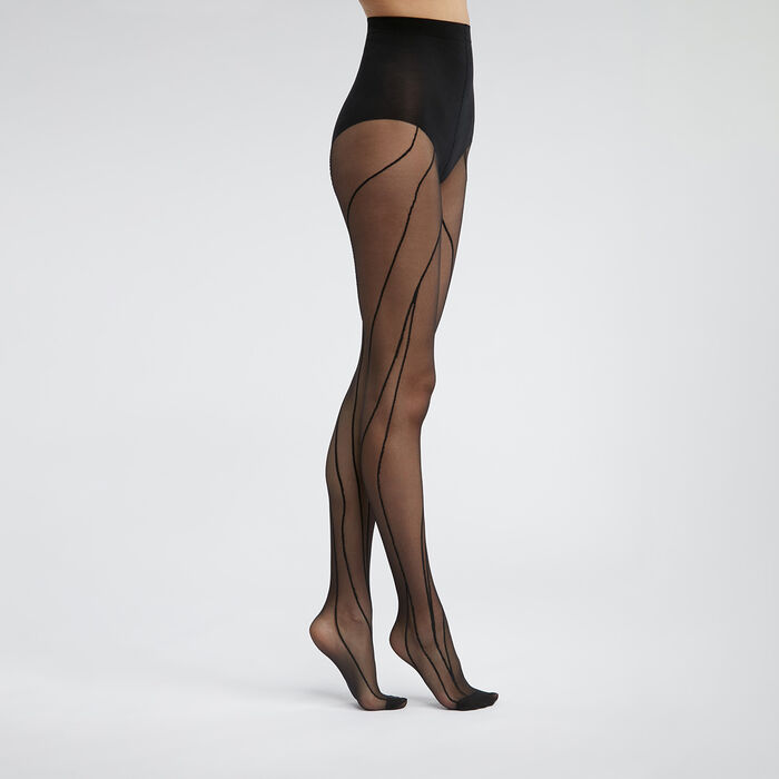 Dim Style Black Women's tights in veil and polka dots with sexy