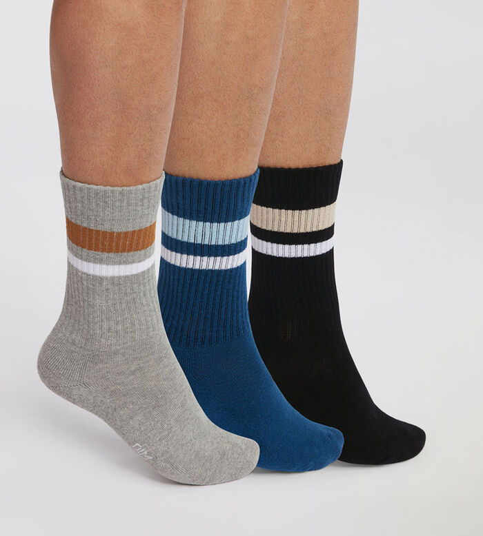 Vintage Men's Medium Tube Socks City Boy Thick Knit Cotton Designer Solid  White Socks Casual Sports Socks Cycling Hiking Socks