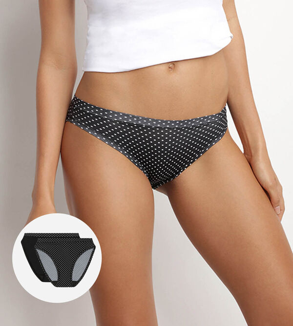 Pack of 2 pairs of organic cotton midi knickers in black and white