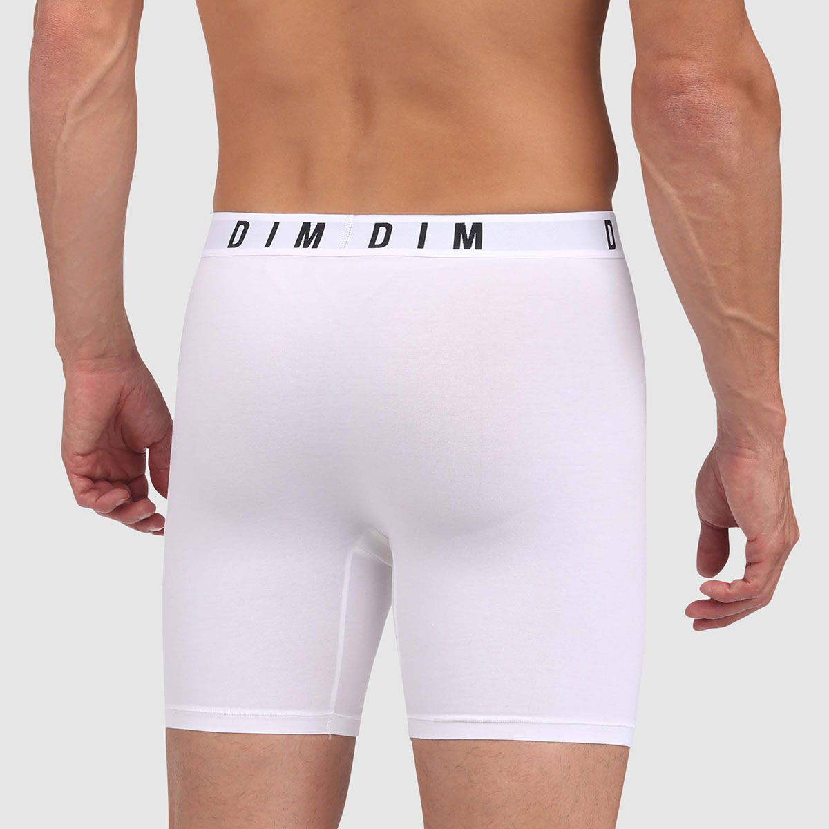 DIM Originals men s modal cotton long boxers in white